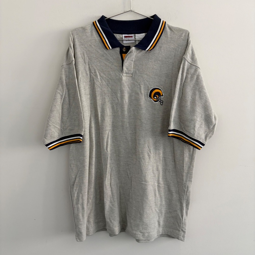 Vintage 2000 St Louis Rams Iron Knights Athletics Polo Shirt Gray Mens Large